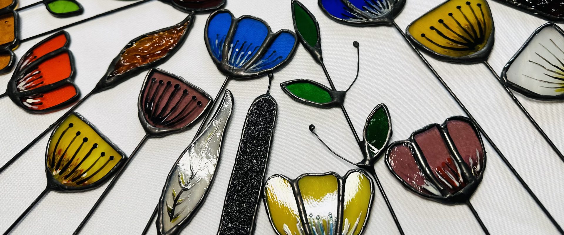 Spring Flower Bouquet with North Lakes Stained Glass