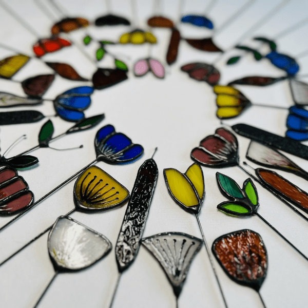 Spring Flower Bouquet with North Lakes Stained Glass